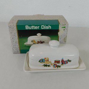 Christmas Butter Dish Covered W/Underplate Ceramic Walmart Brand Toys Image Box